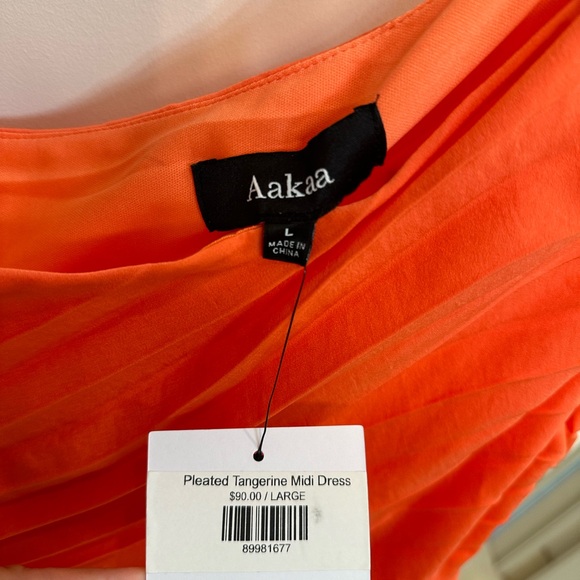 Designer-inspired tangerine one shoulder pleated cut out dress, L - Picture 2 of 7